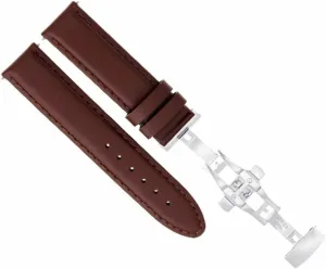Ewatchparts 22mm Leather Watch Band Smooth Strap Deployment Clasp Compatible With Pam Panerai Light Brown