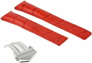 Ewatchparts 22mm Leather Watch Band Strap Compatible With Tag Heuer Carerra Monaco Formula F1 CAZ1014 Red