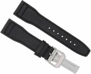Ewatchparts 22mm Leather Watch Band Strap Deployment Clasp Compatible With IWC Pilot Portuguese Watch Black
