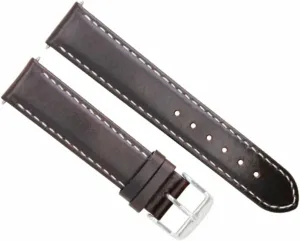 Ewatchparts 22mm Leather Watch Band Strap Smooth Compatible With Breitling Navitimer Colt Dark Brown With White Stitching