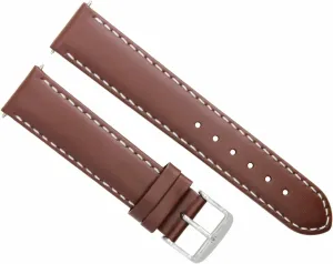 Ewatchparts 22mm Leather Watch Band Strap Smooth Compatible With Omega Seamaster Ocean Light Brown With White Stitching