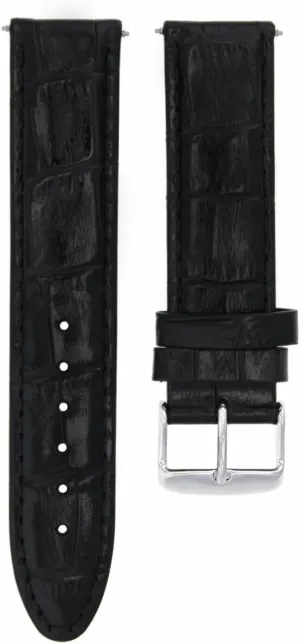 Ewatchparts 22mm Premium Leather Watch Band Strap Compatible With Omega Seamaster Planet Ocean Black
