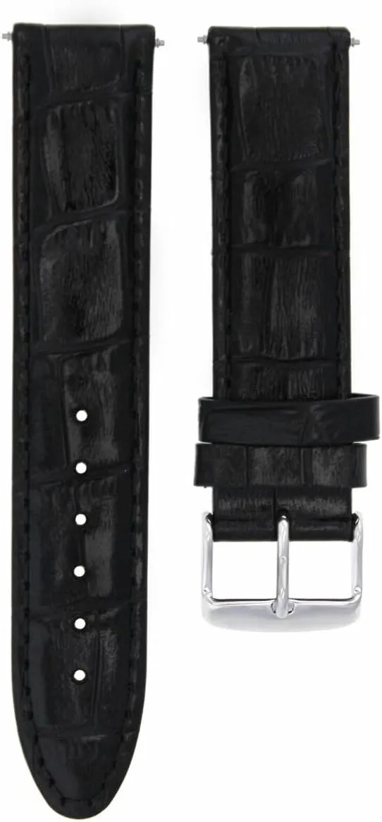 Ewatchparts 22mm Premium Leather Watch Band Strap Compatible With Omega Seamaster Planet Ocean Black