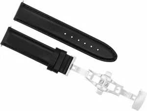 Ewatchparts 22MM SMOOTH LEATHER BAND STRAP COMPATIBLE WITH GIRARD PERREGAUX DEPLOYMENT BUCKLE BLACK
