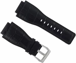 Ewatchparts 24mm Leather Watch Band Strap Compatible With Bell & Ross Watch Model BR-01-BR-03 Black