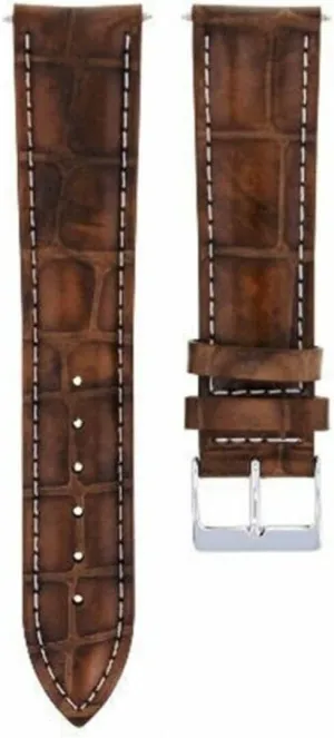 Ewatchparts Leather Watch Band Strap Compatible With Longines Watch 20/16mm Light Brown With White Stitching
