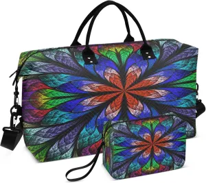 Exnundod Women Weekender Bags Abstract Flowers Travel Duffel Bags Carry On Overnight Bag Mandala Large Hospital Tote Luggage
