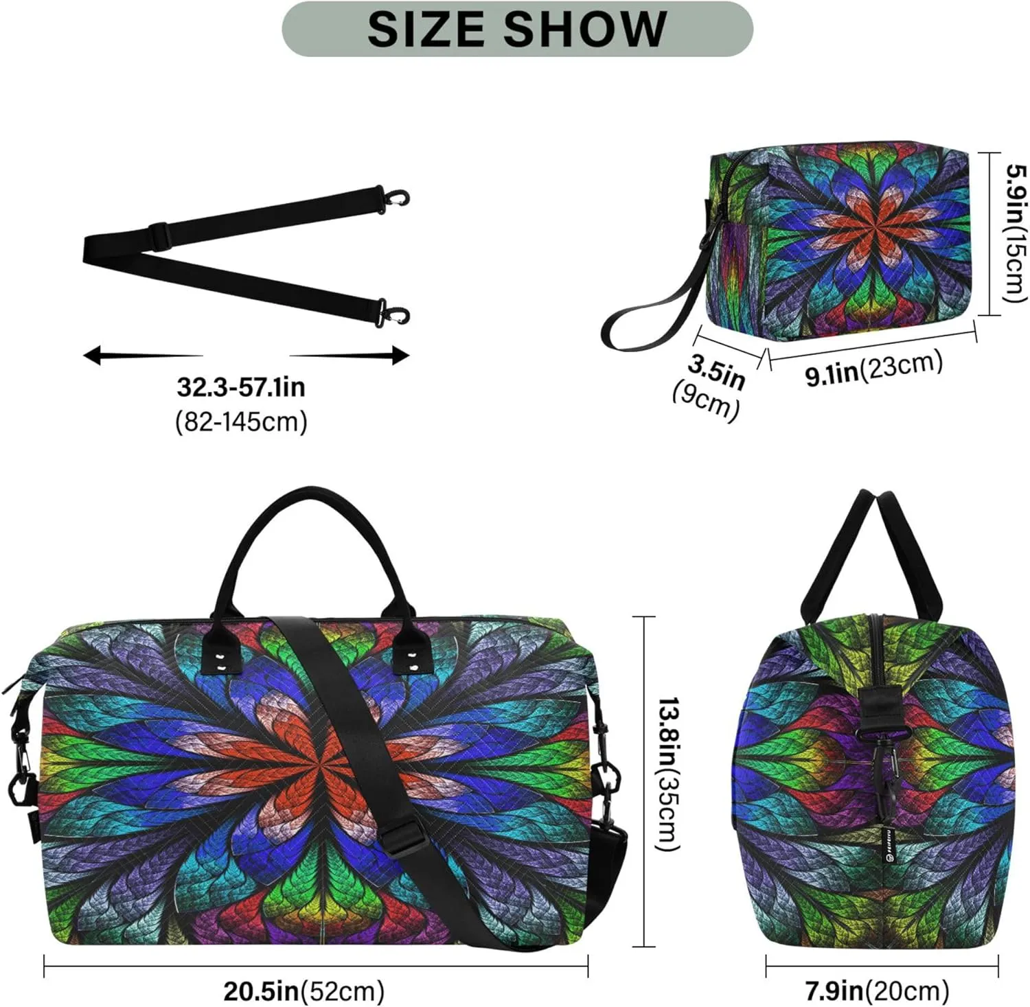 Exnundod Women Weekender Bags Abstract Flowers Travel Duffel Bags Carry On Overnight Bag Mandala Large Hospital Tote Luggage