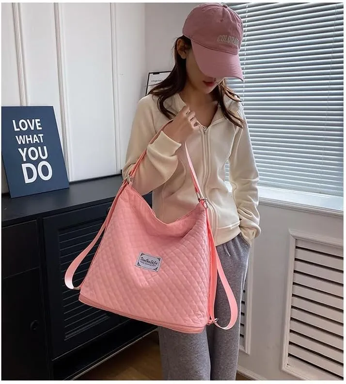Expandable Travel Tote Bag for Women,Convertible Multi-Function Fitness Backpack,Waterproof Gym Shoulder Bag,Solid Color Crossbody Handbag