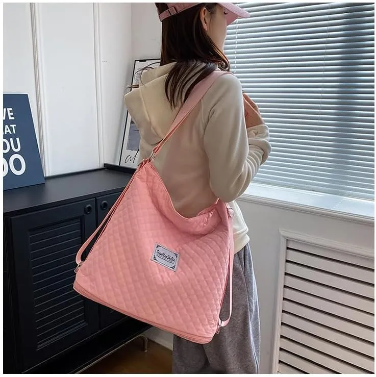 Expandable Travel Tote Bag for Women,Convertible Multi-Function Fitness Backpack,Waterproof Gym Shoulder Bag,Solid Color Crossbody Handbag