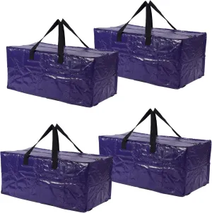 Extra Large Moving Bags,Collapsible Storage Bins,Heavy Duty Tote,Oversized Packing Supplies with Strong Handles,Large Bags With Smooth Zipper,Storage Boxes Alternative (Blue,4Pack)