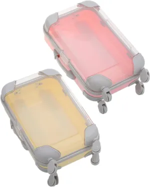 Eyelash Container Case 2pcs Mini Suitcase for False Lashes Travel Makeup Case Mirror