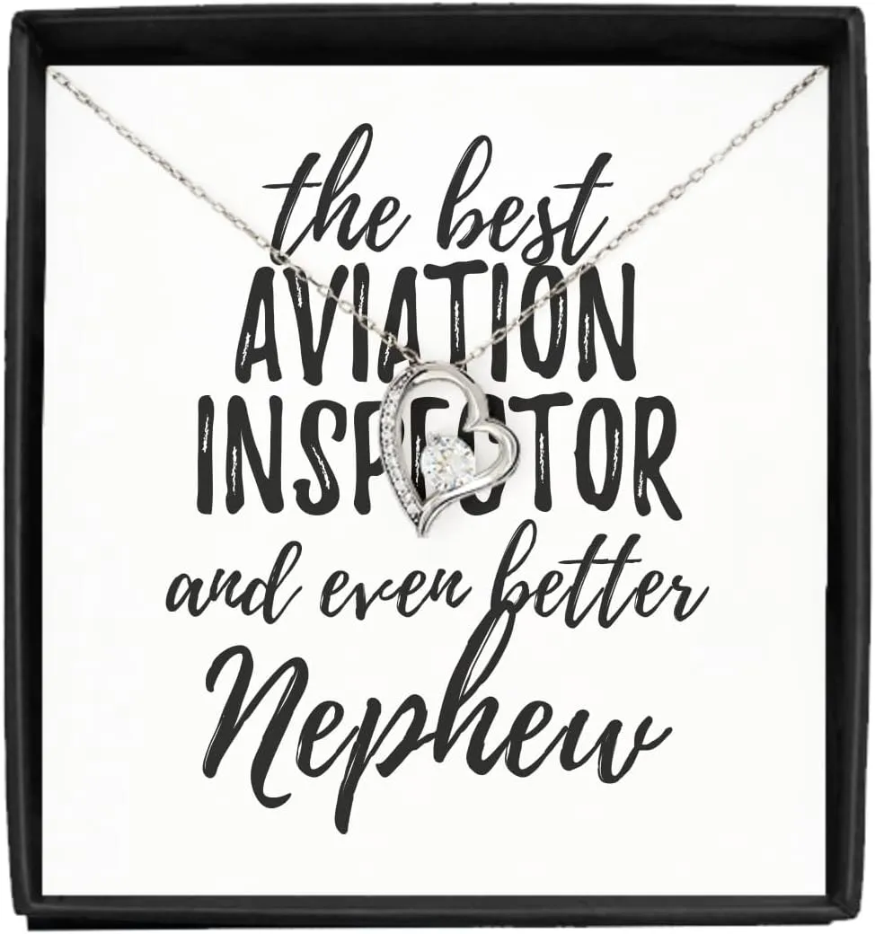 EzGift Cute Aviation Inspector Nephew Necklace Pendant Gift Idea For Relative Gag Inspiring Joke The Best And Even Better Jewelry With Chain Message Card Box