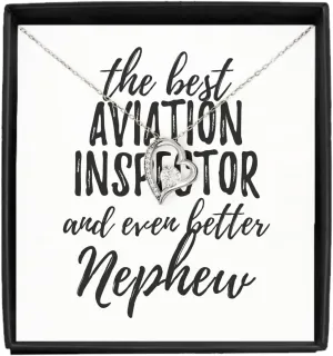 EzGift Cute Aviation Inspector Nephew Necklace Pendant Gift Idea For Relative Gag Inspiring Joke The Best And Even Better Jewelry With Chain Message Card Box