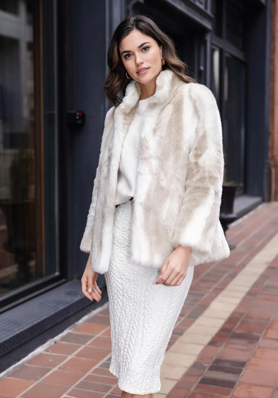 Fabulous-Furs Donna Salyers Cape Fox Faux Fur Shawl Collar Coat
