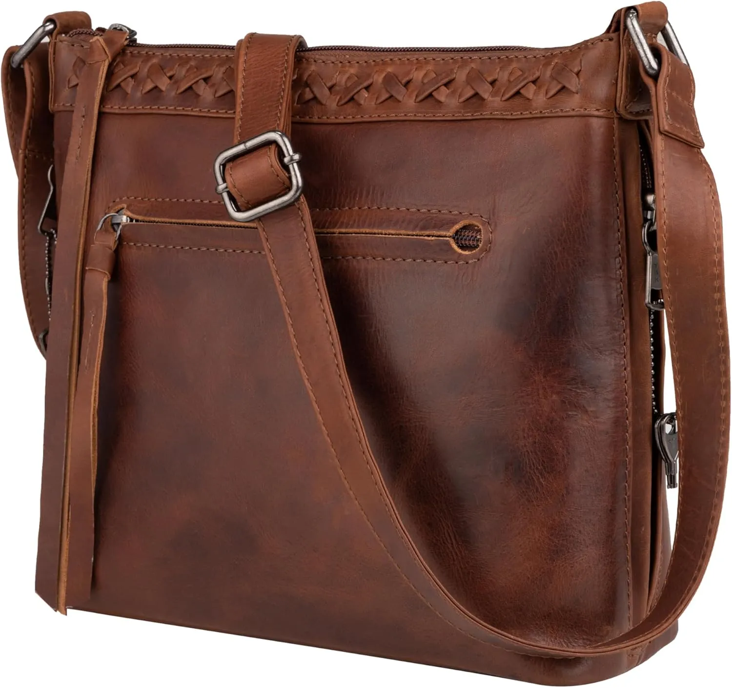 Faith Concealed Carry Crossbody Purse Genuine Leather Handbag with Locking Gun Compartment