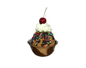 Fake Vanilla or Chocolate Ice Cream Sundae, Fake Food, Food Prop, Tiered Tray Decor, Party Decoration, Home Staging, Fake Bake (Chocolate Fake Ice Cream)