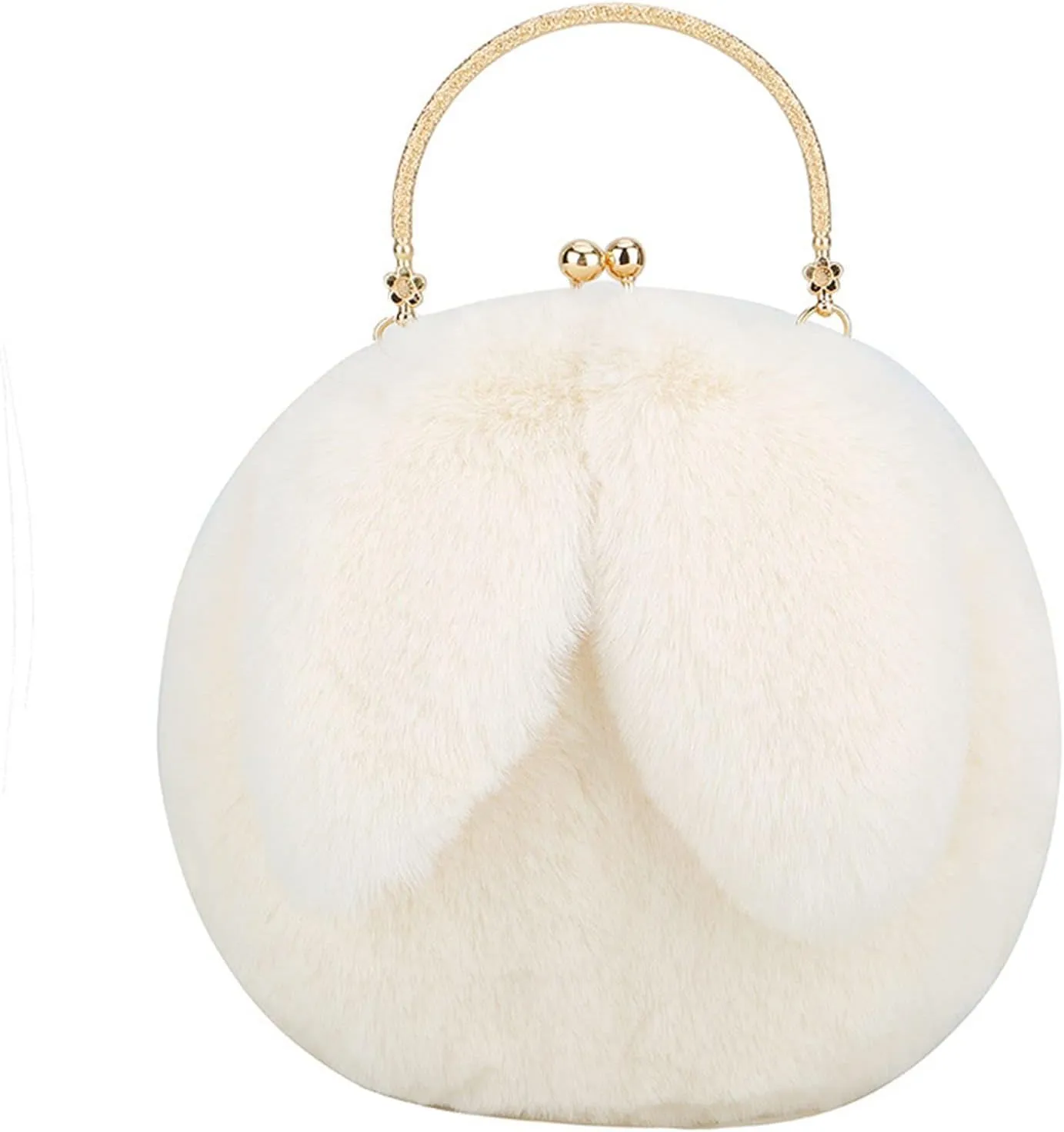 Fashion Faux Fur Rabbit Handbag,Women Ladies Girl Tote Bag Cossbody Bag With Zinc Alloy Chain