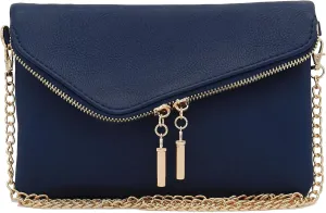 FashionPuzzle Envelope Wristlet Clutch Crossbody Bag with Chain Strap