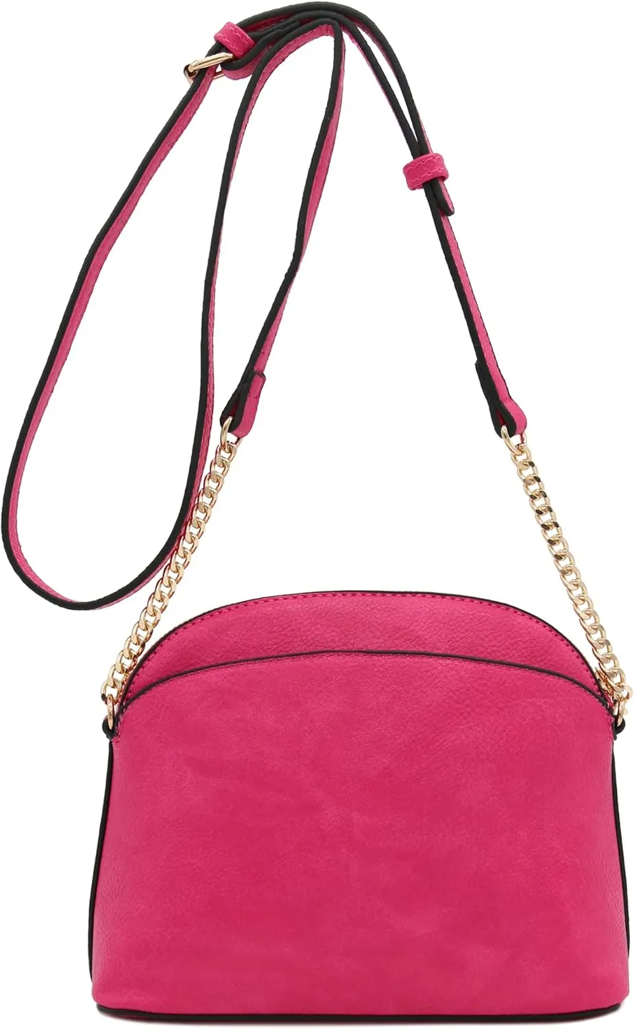 FashionPuzzle Faux Leather Small Dome Crossbody Bag with Chain Strap