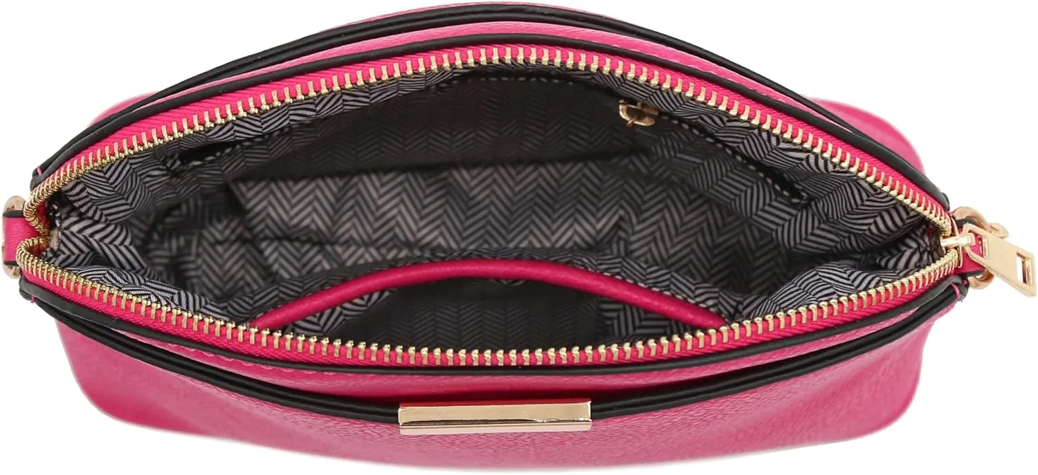FashionPuzzle Faux Leather Small Dome Crossbody Bag with Chain Strap