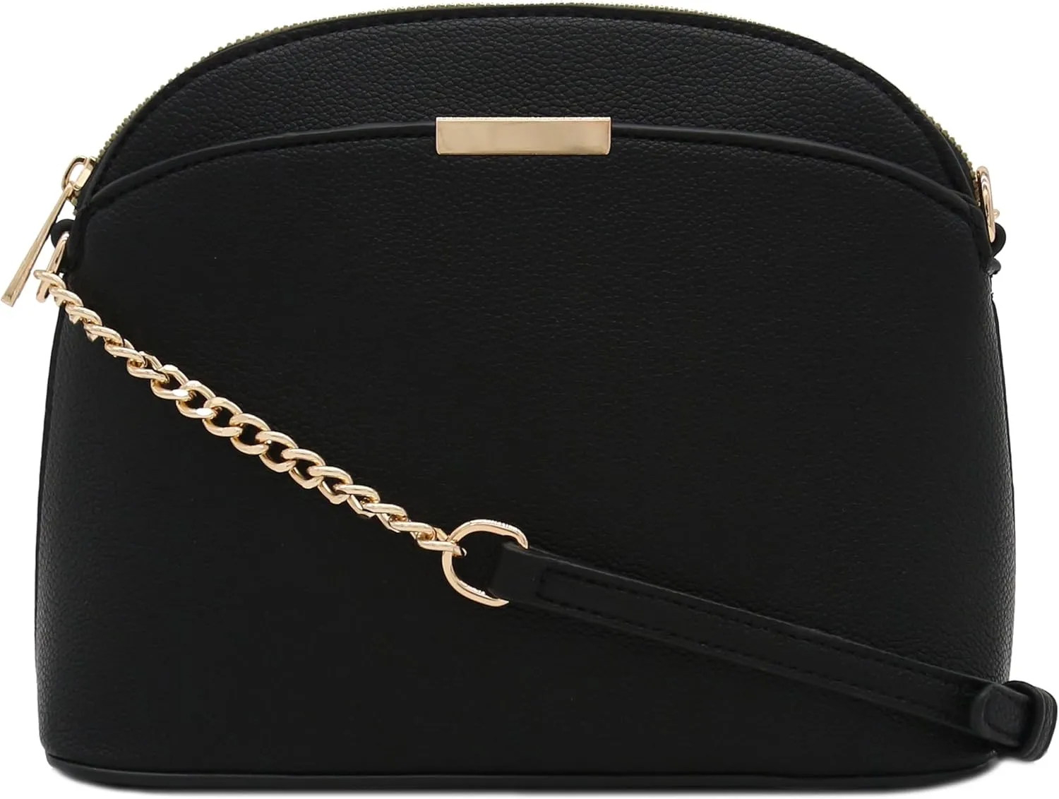 FashionPuzzle Faux Leather Small Dome Crossbody Bag with Chain Strap