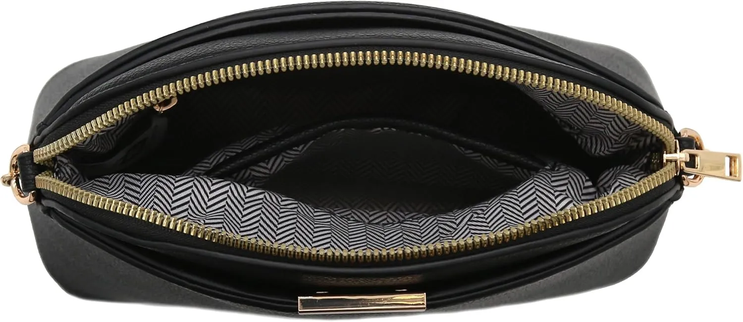 FashionPuzzle Faux Leather Small Dome Crossbody Bag with Chain Strap