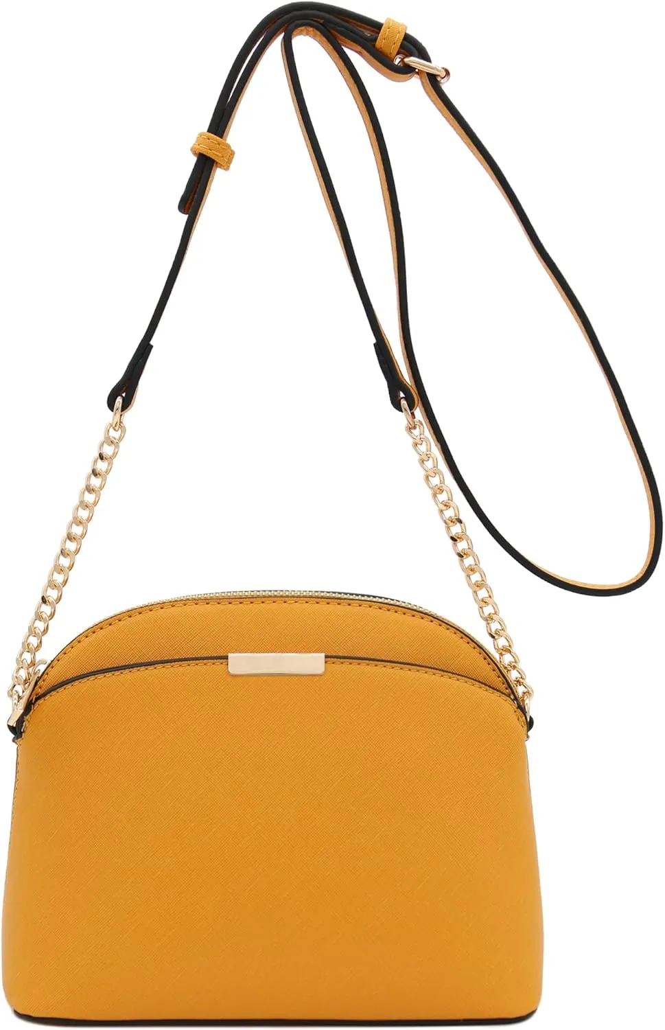 FashionPuzzle Saffiano Small Dome Crossbody bag with Chain Strap