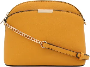 FashionPuzzle Saffiano Small Dome Crossbody bag with Chain Strap