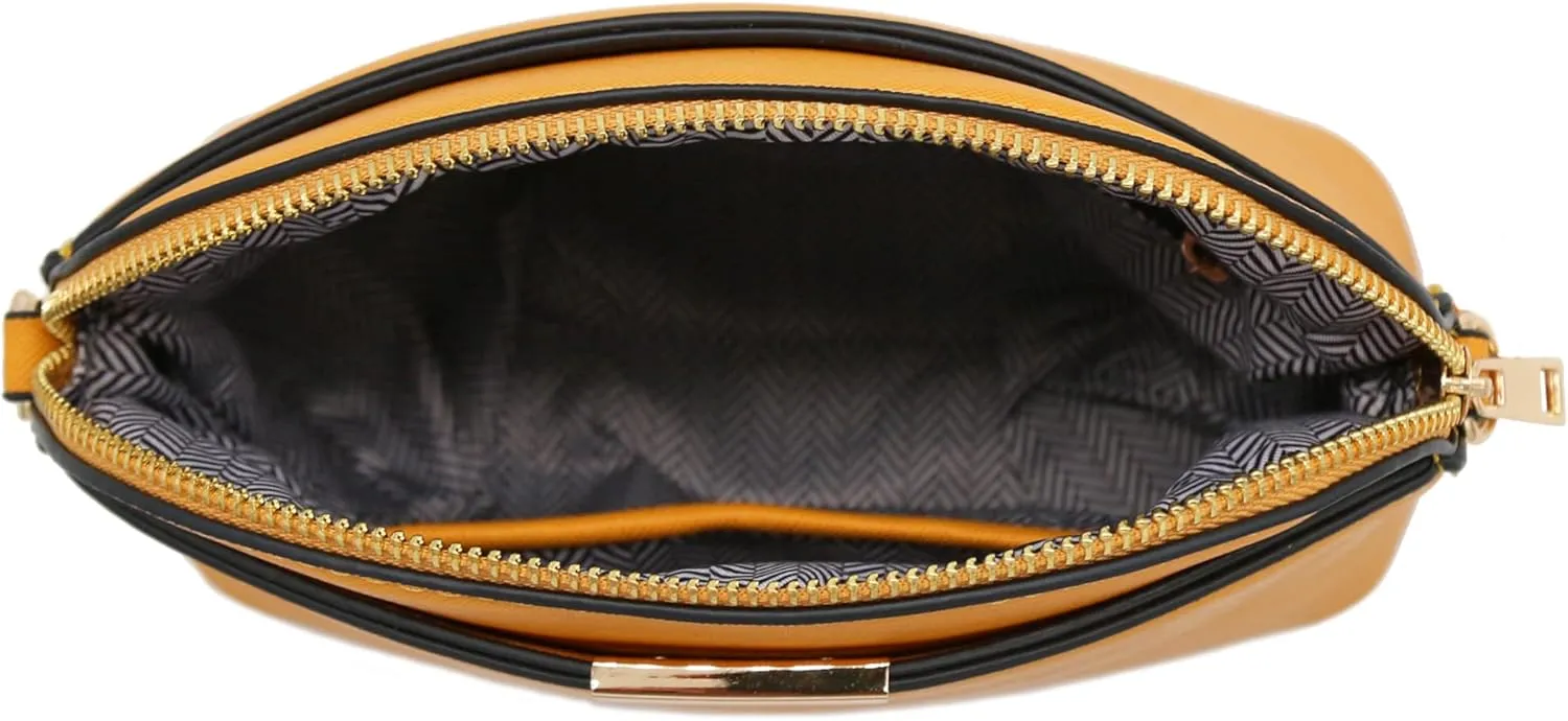 FashionPuzzle Saffiano Small Dome Crossbody bag with Chain Strap