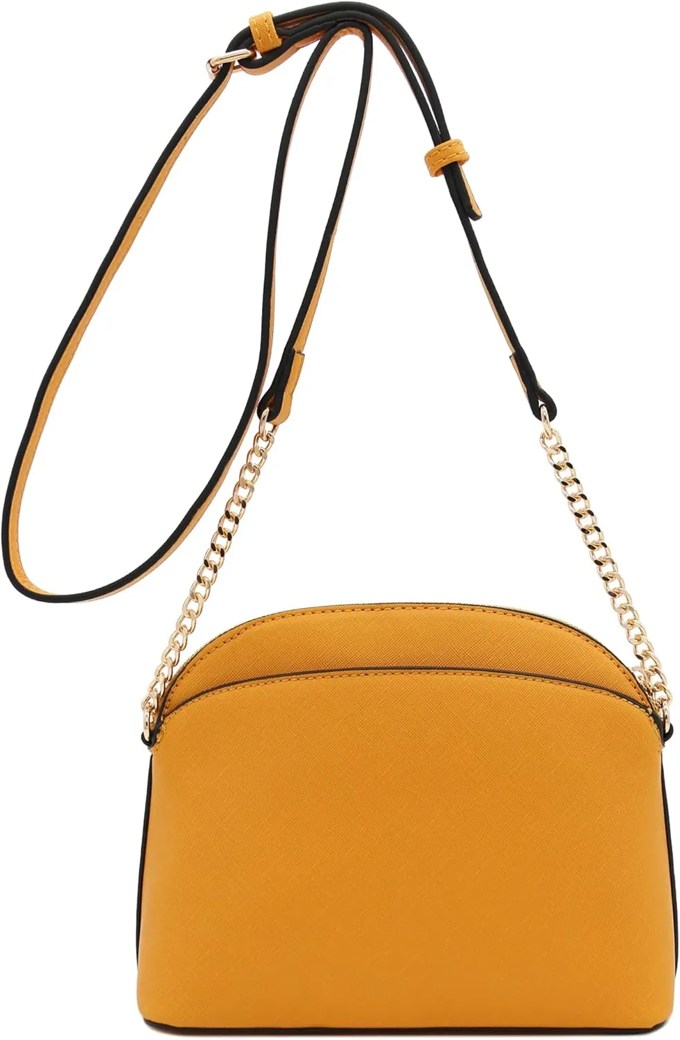 FashionPuzzle Saffiano Small Dome Crossbody bag with Chain Strap