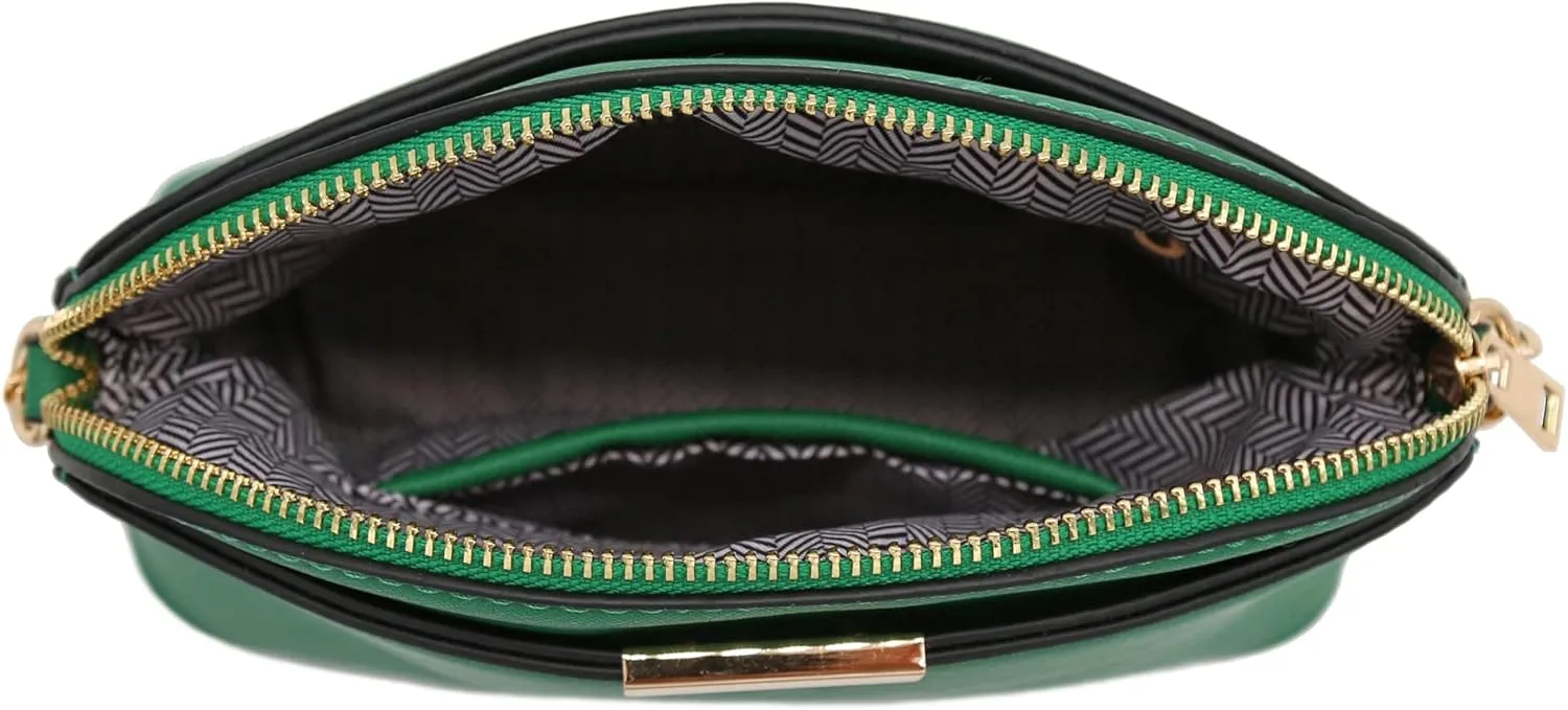 FashionPuzzle Saffiano Small Dome Crossbody bag with Chain Strap