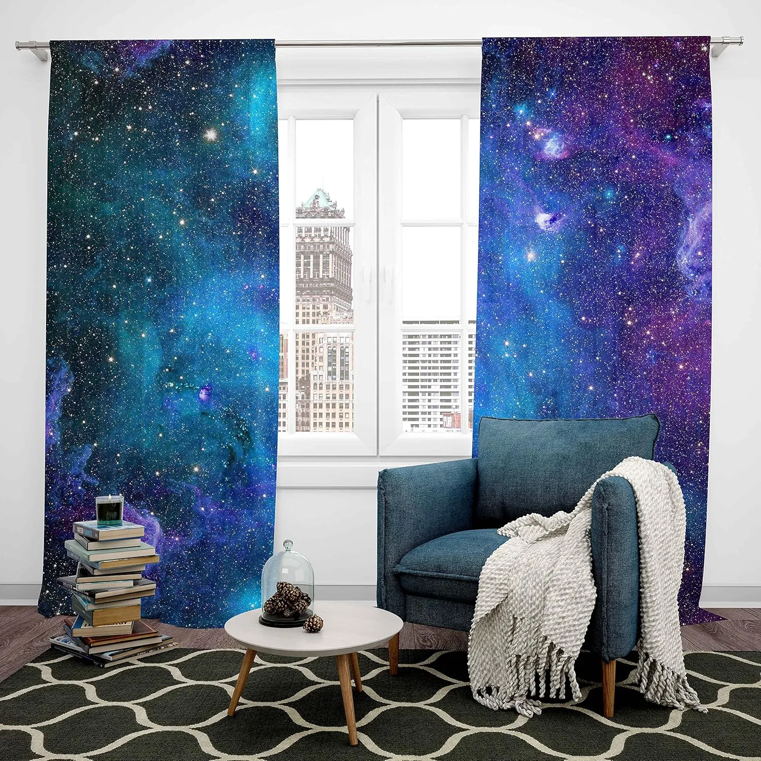 Feelyou Galaxy Outer Space Curtains 38W x 45L Universe Planets Curtain for Bedroom Living Room Star Starry Sky Nebula Thermal Curtains Astronomy Window Treatment Drapes Set of 2 Panels