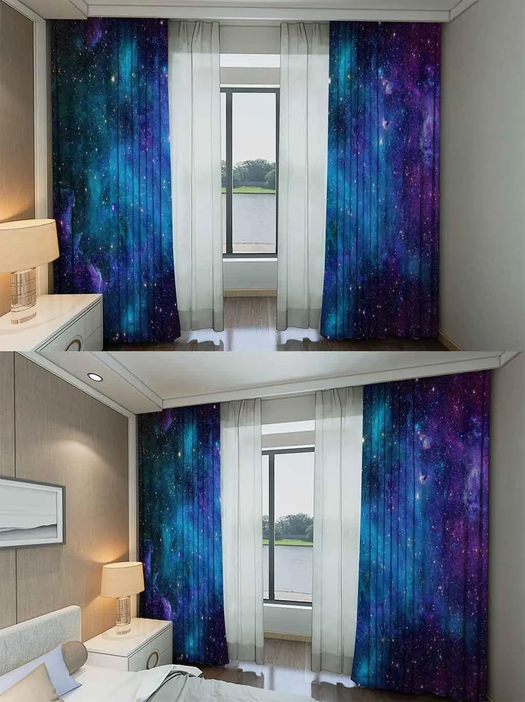 Feelyou Galaxy Outer Space Curtains 38W x 45L Universe Planets Curtain for Bedroom Living Room Star Starry Sky Nebula Thermal Curtains Astronomy Window Treatment Drapes Set of 2 Panels