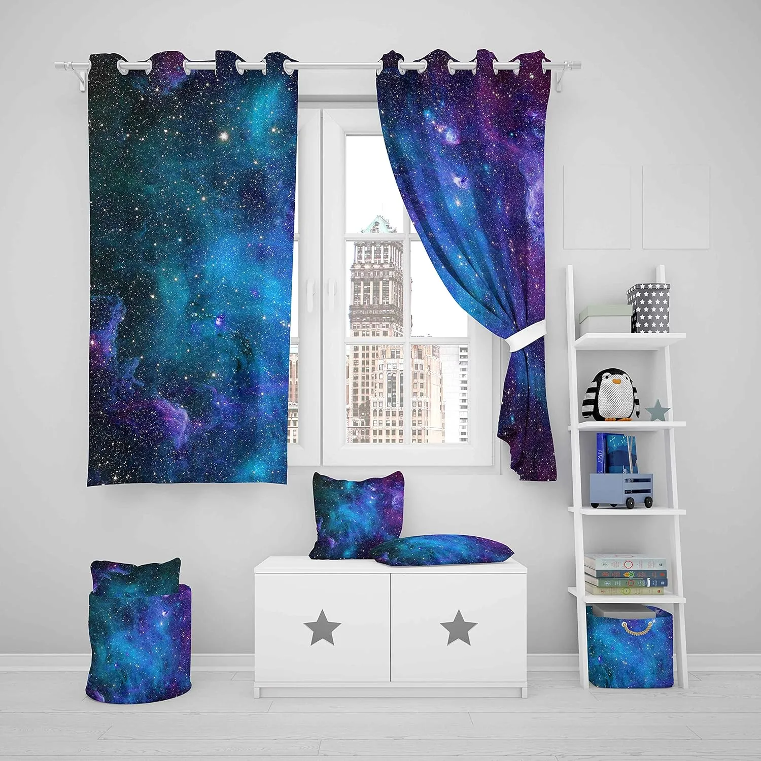 Feelyou Galaxy Outer Space Curtains 38W x 45L Universe Planets Curtain for Bedroom Living Room Star Starry Sky Nebula Thermal Curtains Astronomy Window Treatment Drapes Set of 2 Panels