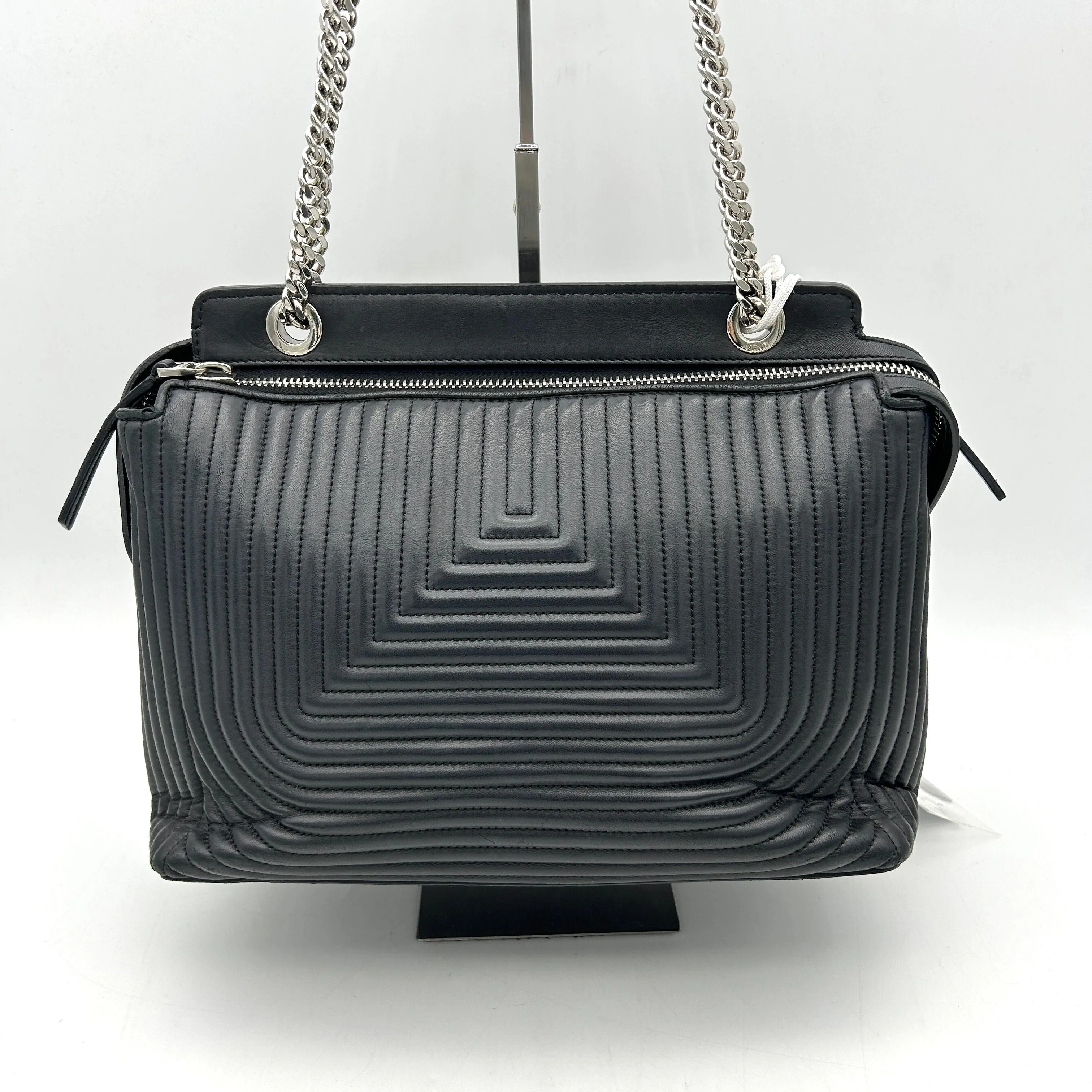 Fendi Black Quilted Lambskin Leather Dotcom Click Medium Shoulder Bag LA16329