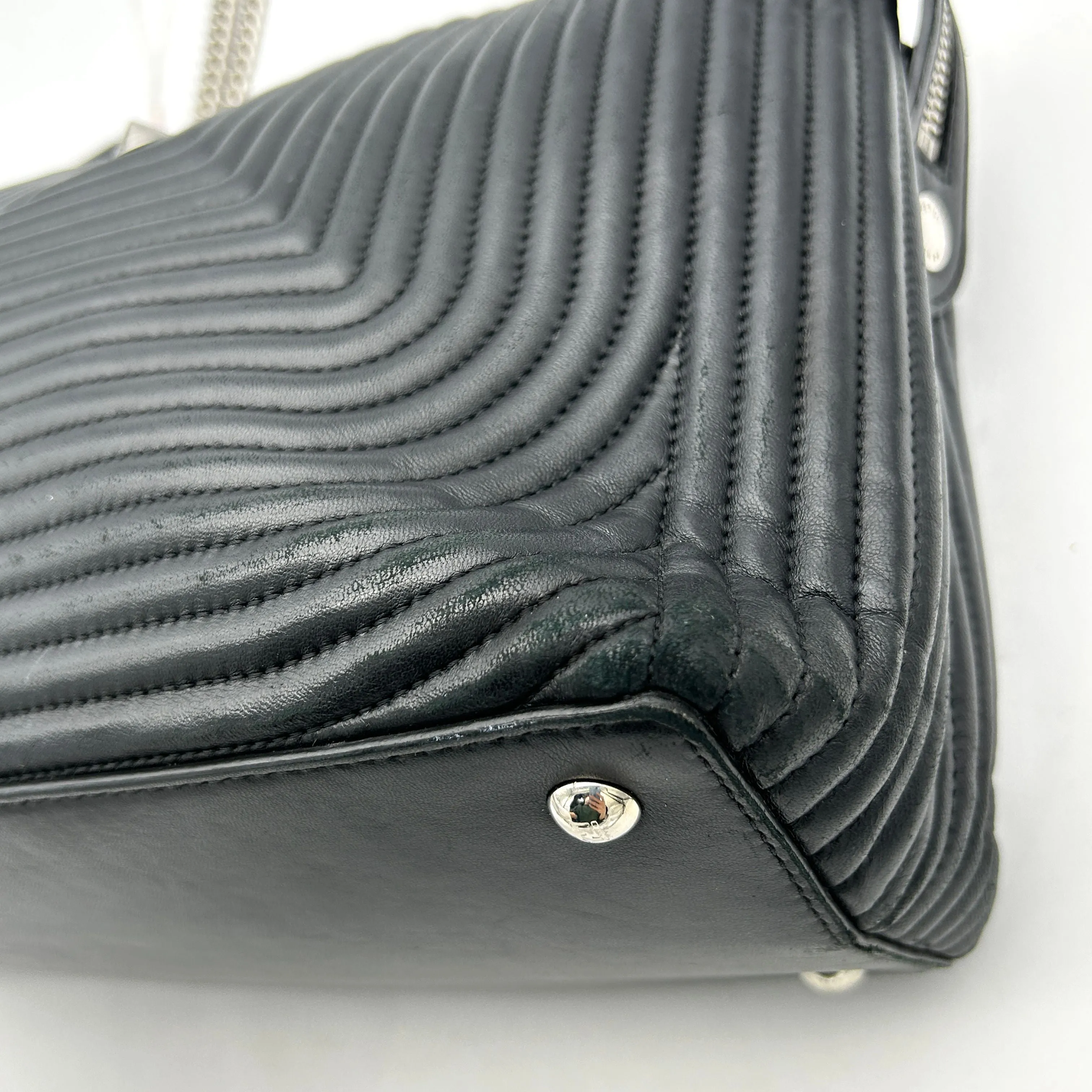 Fendi Black Quilted Lambskin Leather Dotcom Click Medium Shoulder Bag LA16329