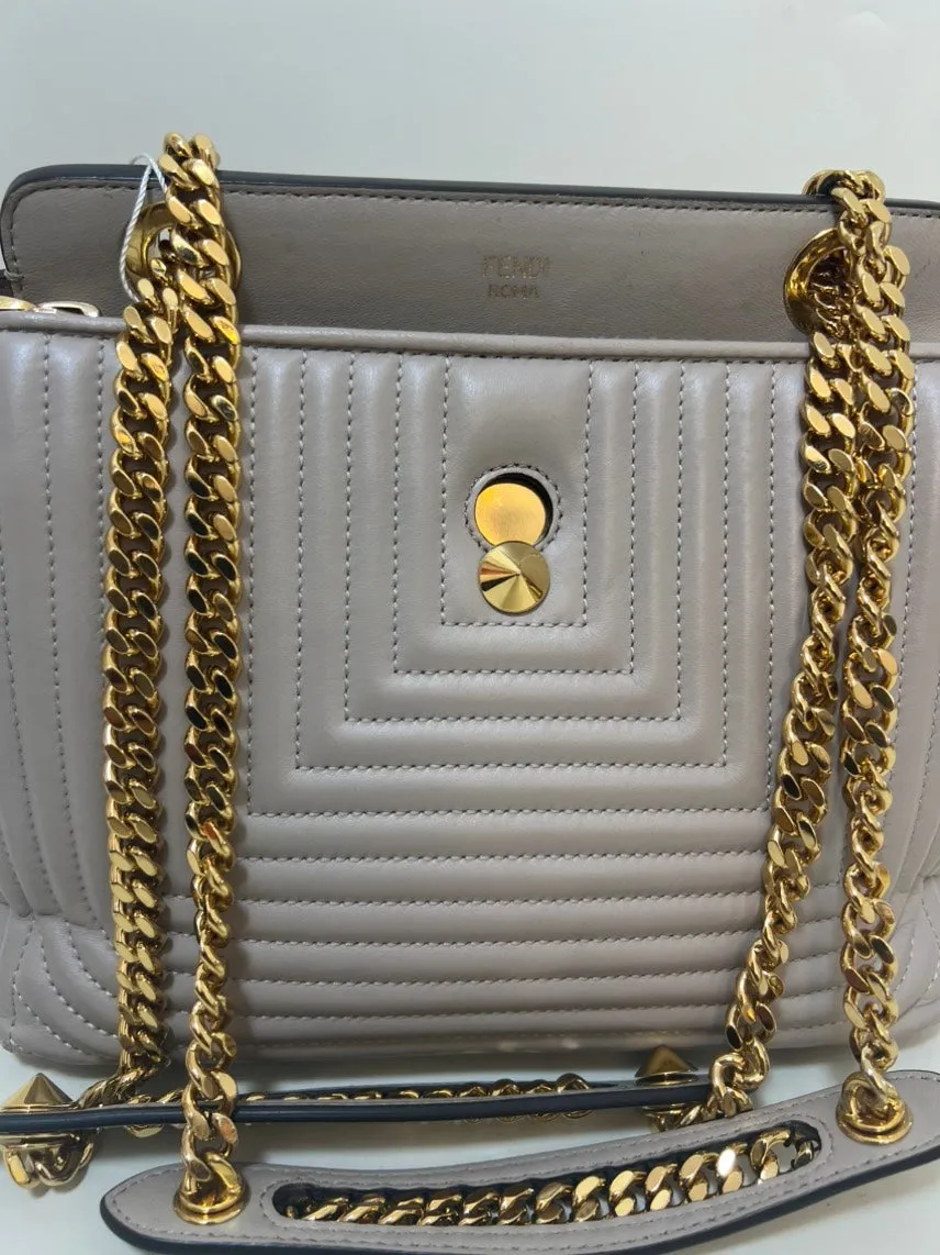 Fendi Grey Kan I Quilted Shoulder Bag