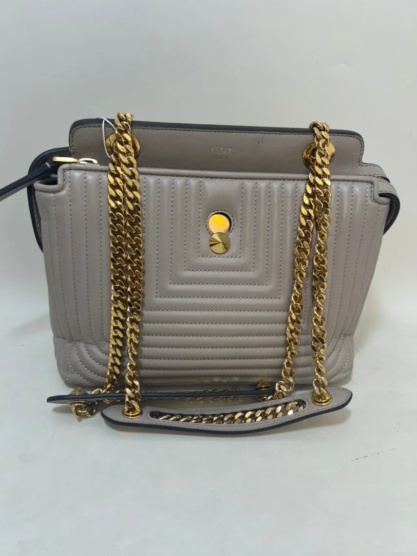Fendi Grey Kan I Quilted Shoulder Bag