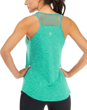 Fihapyli ICTIVE Workout Tank Tops for Women Breathable Mesh Racerback Muscle Tank Backless Running Shirts