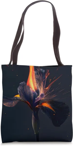 Fire Iris Blossom Floral Dramatic Tote Bag