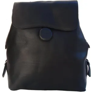 Flap-Over Button Backpack, Black, One Size