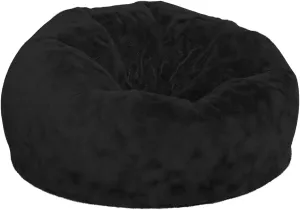 Flash Furniture Oversized Bean Bag Chair for Kids and Adults, Set of 1, Black Furry