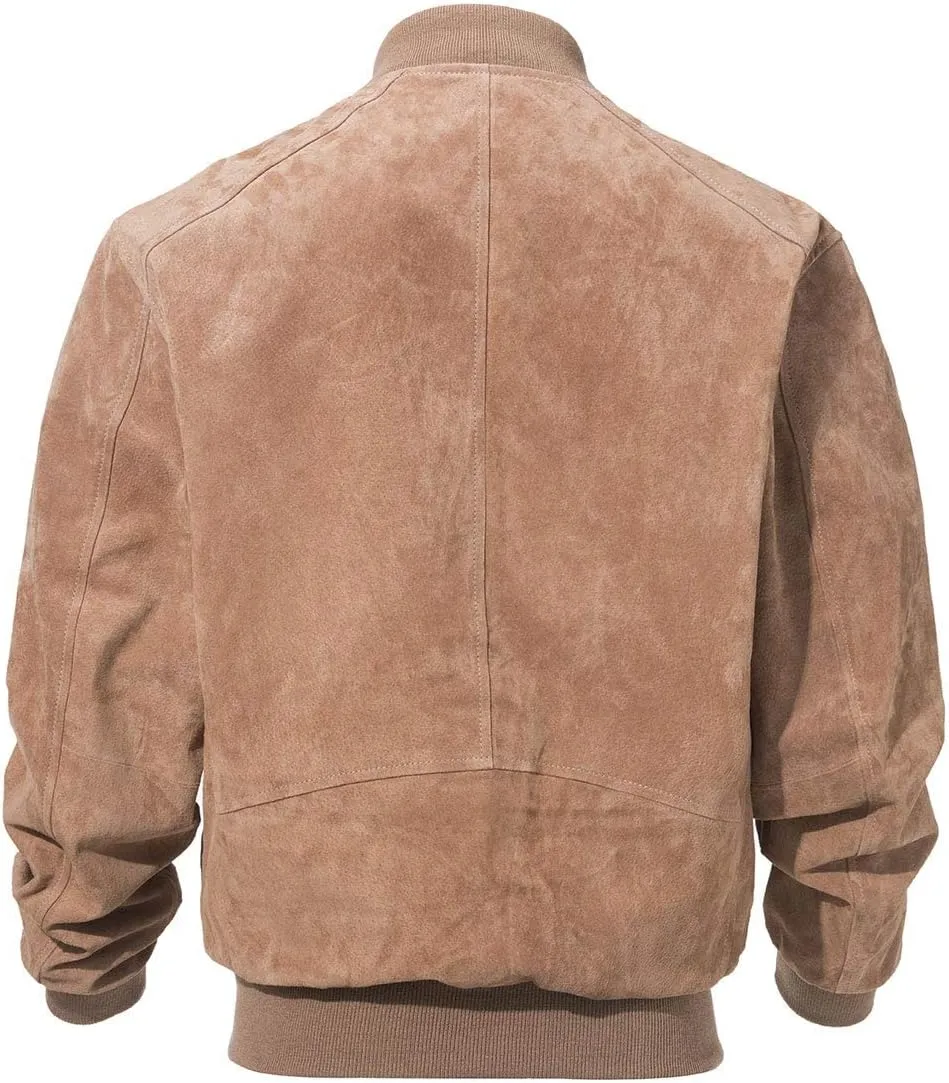 FLAVOR Men's Leather Baseball Jacket Vintage Suede Pigskin