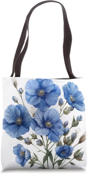 Flax Flower Cottagecore Graphic Tote Bag