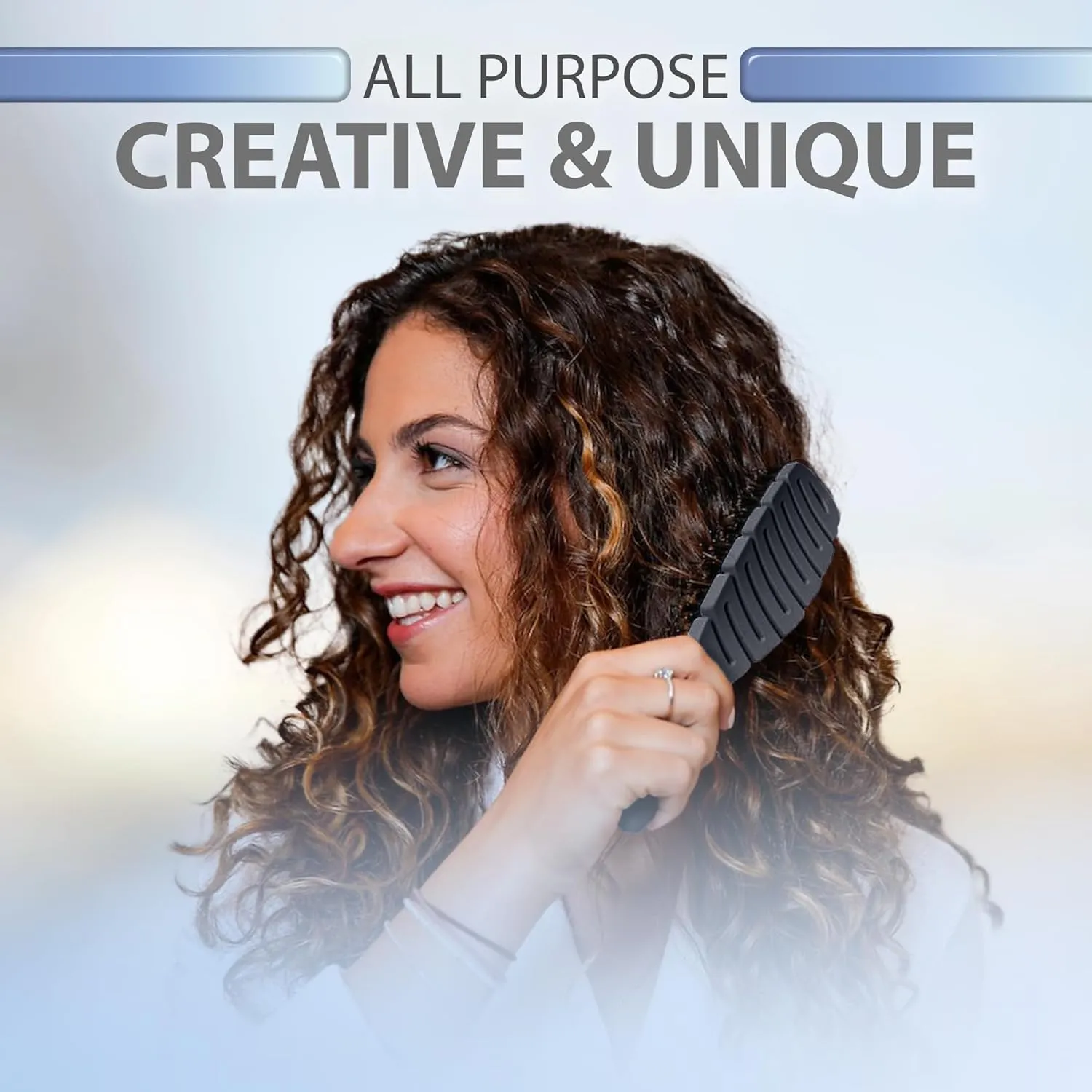 Flex Brush Vented Hair Brush for Blow Drying, Flexible Bristle for Women & Kids, Detangling, Massages Scalp for Hair Growth, Lightweight & Vented for Faster Drying, Boar Bristle & Nylon Mix (Black)