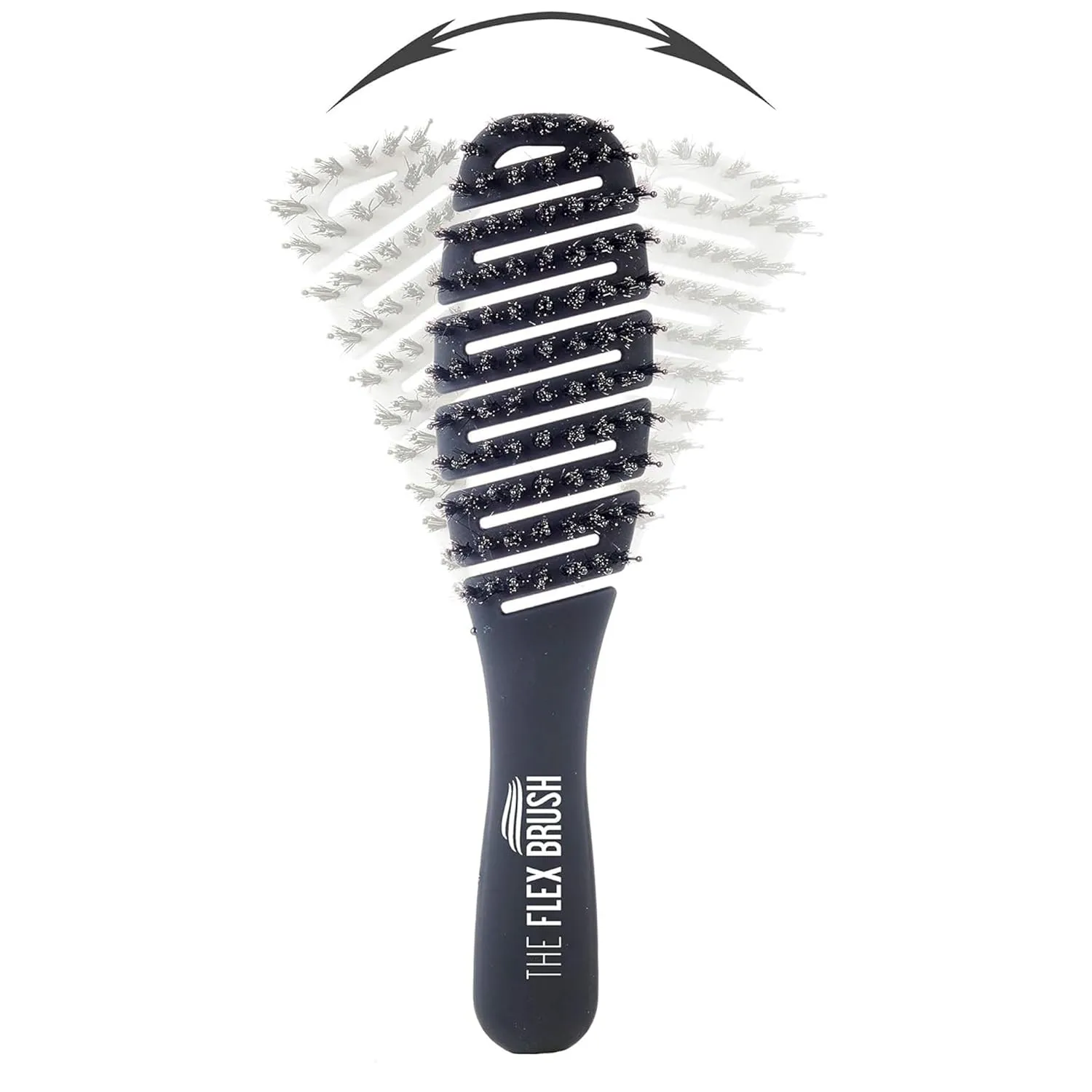 Flex Brush Vented Hair Brush for Blow Drying, Flexible Bristle for Women & Kids, Detangling, Massages Scalp for Hair Growth, Lightweight & Vented for Faster Drying, Boar Bristle & Nylon Mix (Black)