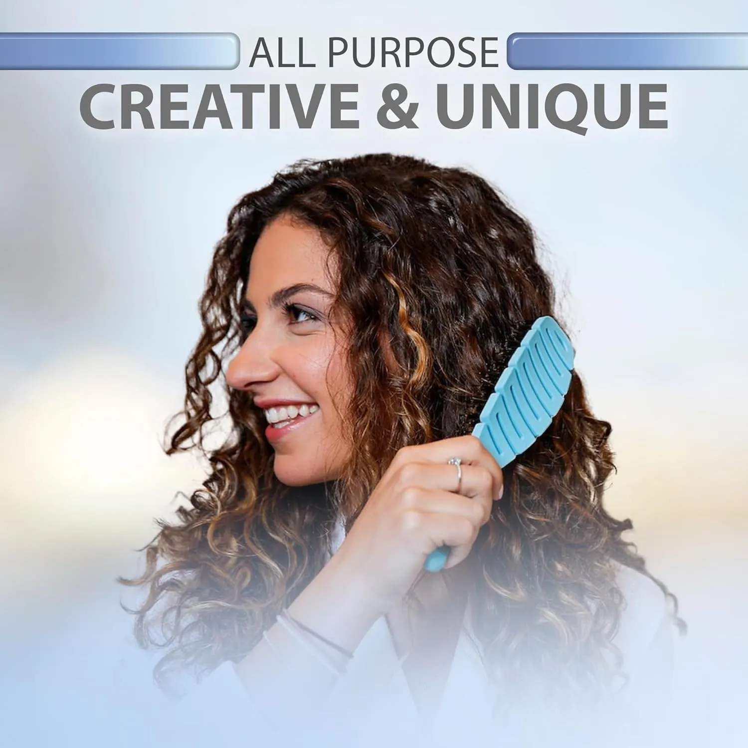 Flex Brush Vented Hair Brush for Blow Drying, Flexible Bristle for Women & Kids, Detangling, Massages Scalp for Hair Growth, Lightweight & Vented for Faster Drying, Boar Bristle & Nylon Mix (Blue)