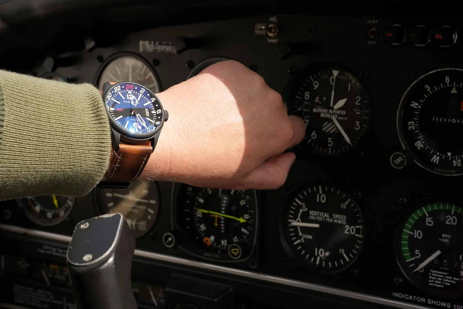 Flieger 45G Men’s Automatic GMT Pilot Watch – 45mm Stainless Steel, NH34A Movement, Dual Time Zone, Sapphire Crystal, Luminous Dial, 100m Water Resistant