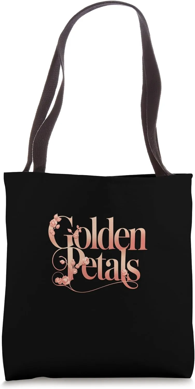 Floral Typography Golden Petals Rose-Gold Flower Art Tote Bag